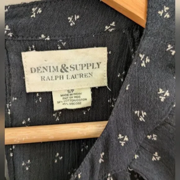 Ralph Lauren Denim & Supply Blouse Size S Black - Picture 3 of 4